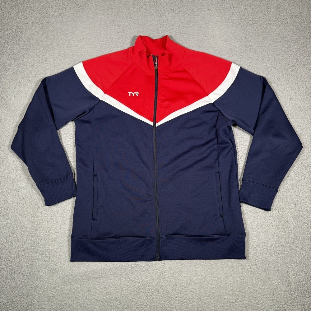TYR Jacket Mens XXL Full‎ Zip Pocket Warm Up Casual Preppy Sports Logo Pockets